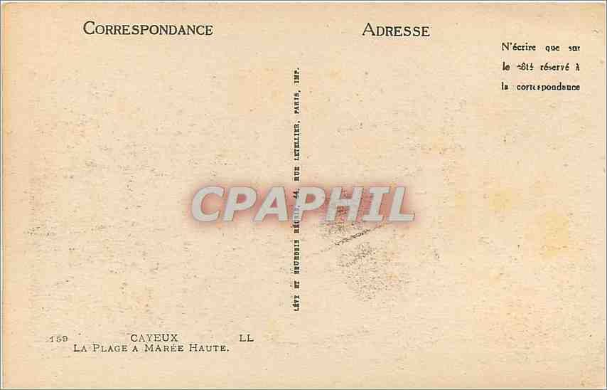 CPA Cayeux La Plage a Maree Haute  — Back