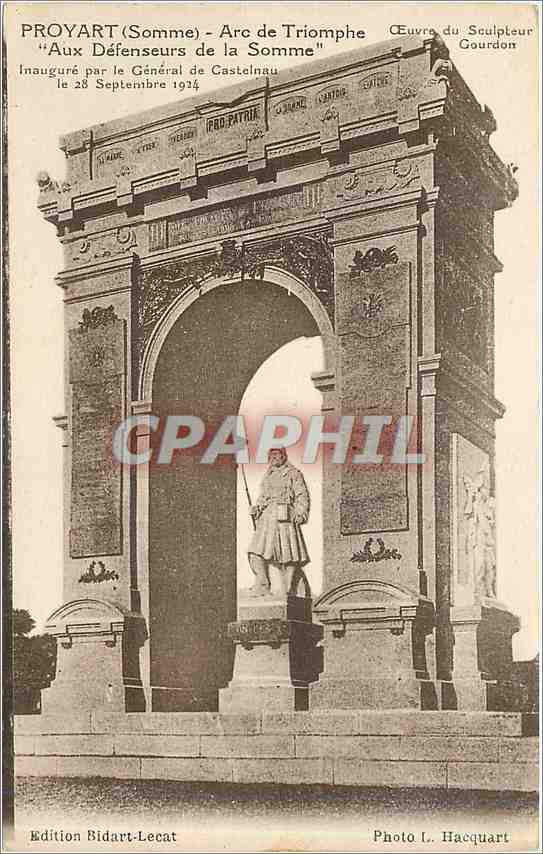 CPA Proyart Somme Arc de Triomphe Aux Defenseurws de la Somme 