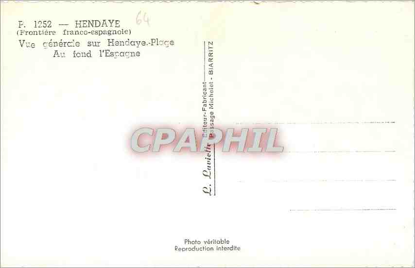 CPM Hendaye Frontiere franco espagnole Vue generale sur Hendaye Plage Au fond l'Espagne  — Rückseite