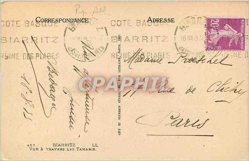 CPA Biarritz Vue a Travers les Tamaris  — Verso