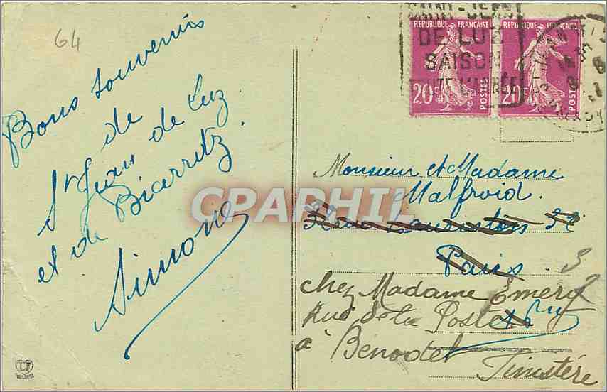 CPA Biarritz Le Rocher de la Vierge et Pont — Rückseite