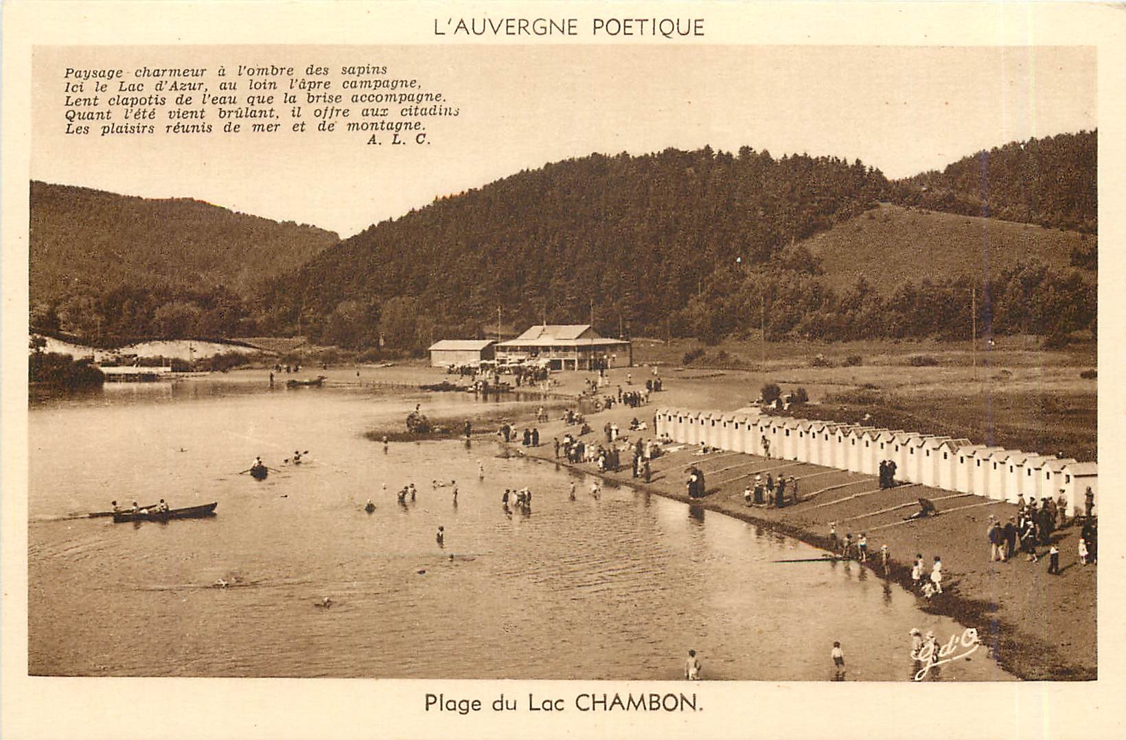 Plage du Lac CHAMBON — L'Auvergne Poétique — J. Gouttiérange, éditeur