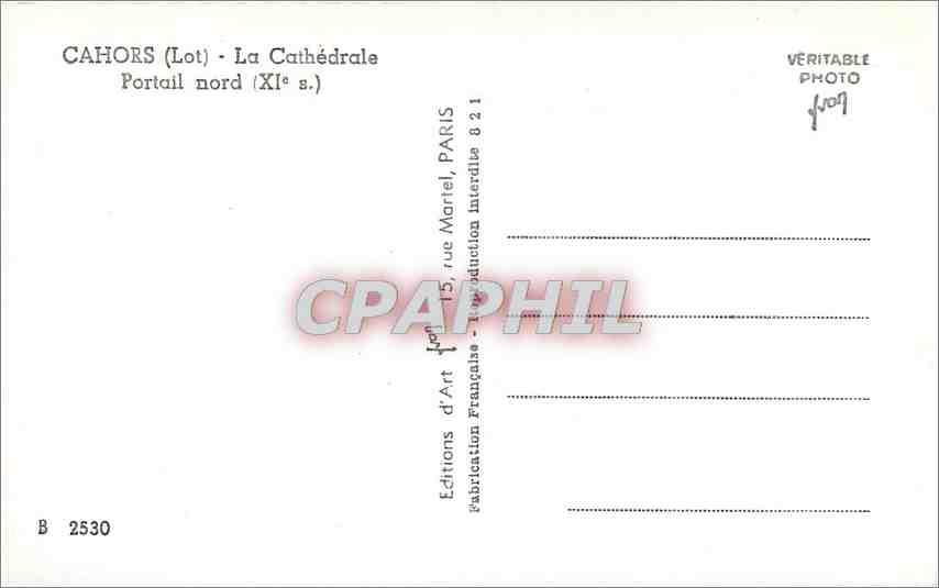 Cahors (Lot) - Die Kathedrale, Nordportal (11. Jh.) — Éditions d'Art Française, Paris — Rückseite