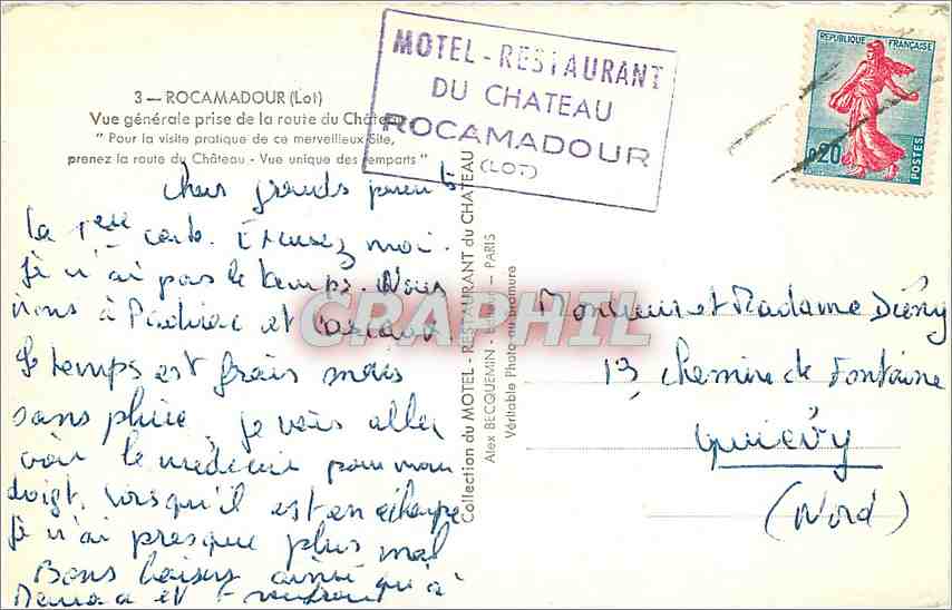 CPA Rocamadour Lot Vue generale prise de la route du Chateau  — Rückseite