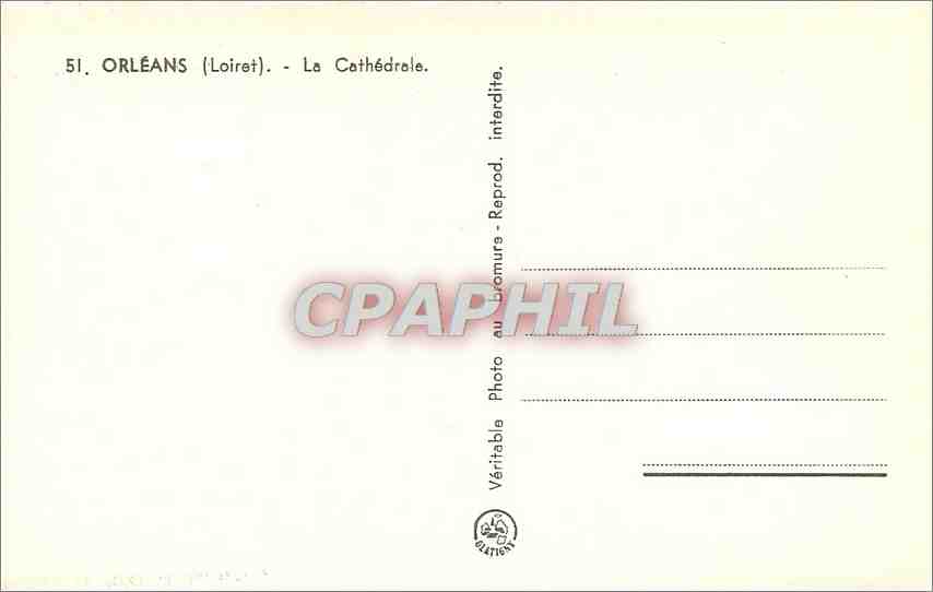 CPA Orleans Loiret La Cathedrale  — Verso