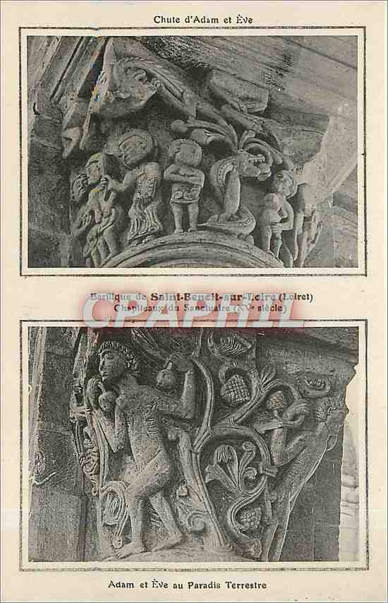 CPA Chute d'Adam et Eve Basilique de Saint Benoit sur Loire Loiret Adam et Eve au Paradis Terrestre 
