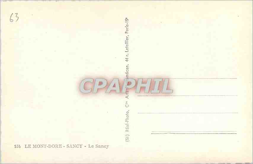 CPM Le Mont Dore Sancy Le Sancy  — Verso