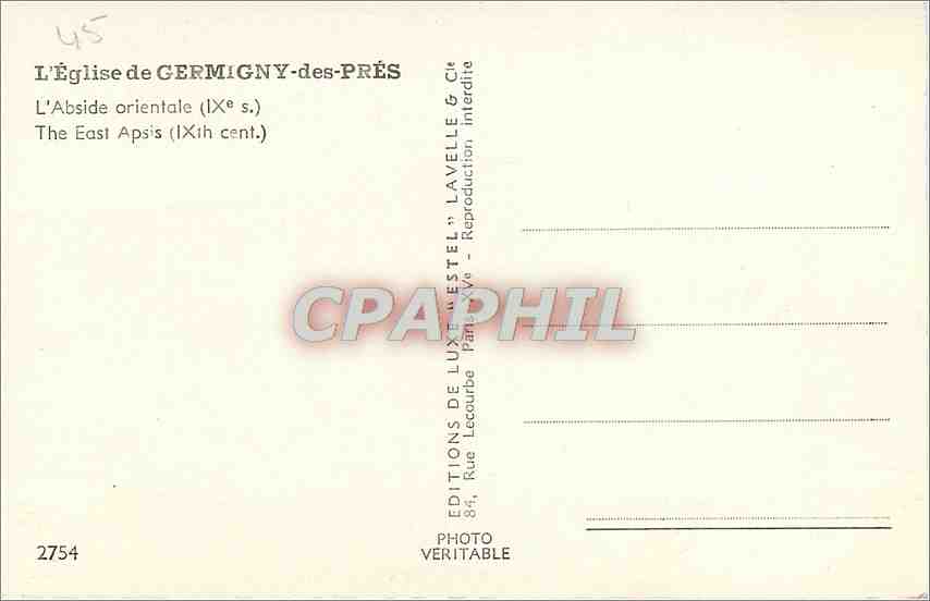 CPM L'Eglise de Germigny des Pres L'Abside Orientale  — Rückseite