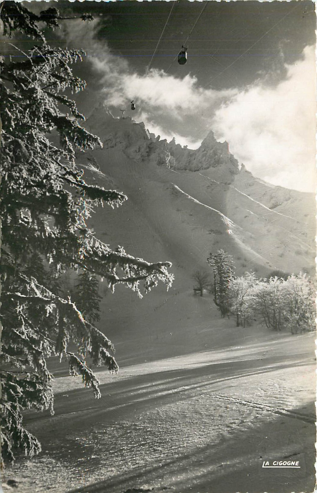 La Cigogne — Le téléphérique et le Sancy (1886 m) en hiver — Éd. & Cr. Cigogne