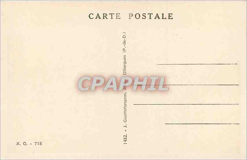 CPA L'Auvergne Le Mont Dore Vallee du Sancy et le Capucin  — Rückseite