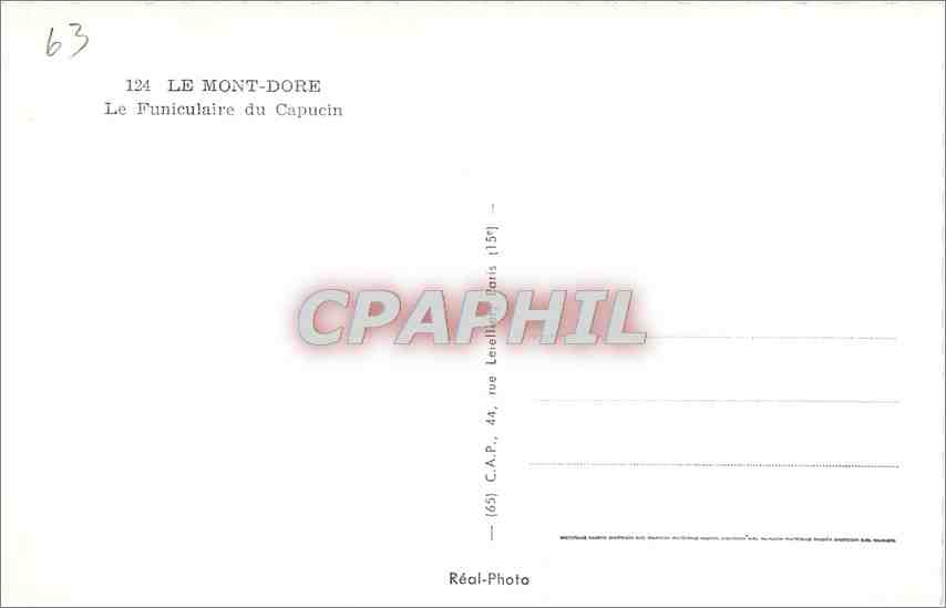 CPM Le Mont Dore Le Funiculaire du Capucin  — Verso