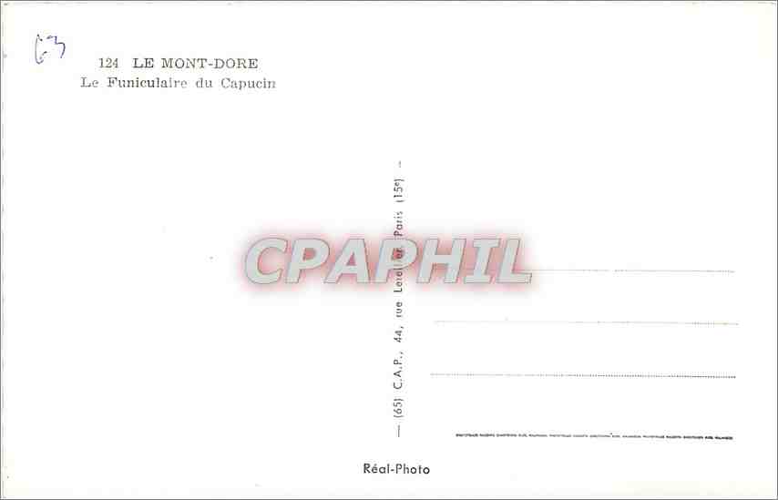 CPM Le Mont Dore Le Funiculaire du Capucin  — Verso