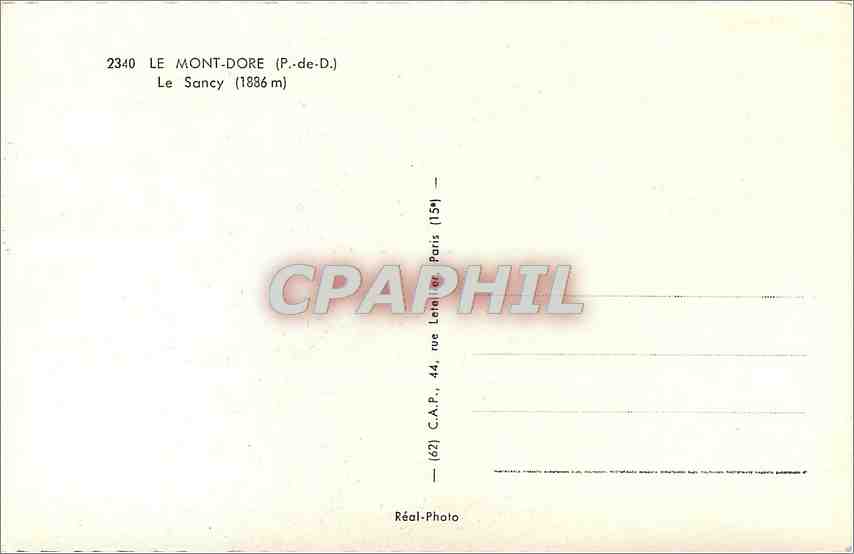 CPM Le Mont Dore P de D Le Sancy Teleferique — Verso