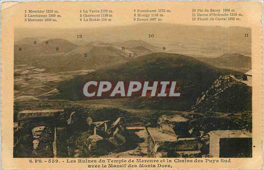 CPA Les Ruines du Temple de Mercure et la Chaine des Puys Sud Avec le Massif des Monts Dore 