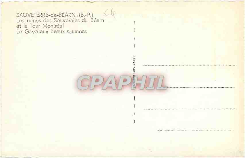 CPA Sauveterre de Bearn BP Les ruines des Souverains du Bearn et le Tour Montreal Le Gave aux beaux  — Rückseite