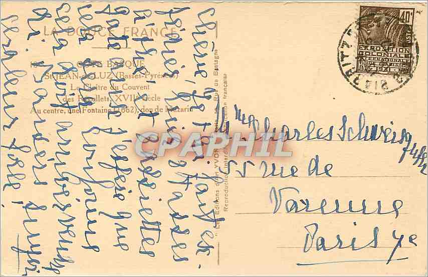 CPA Cote Basque St Jean de Luz Basses Pyrenees  — Verso