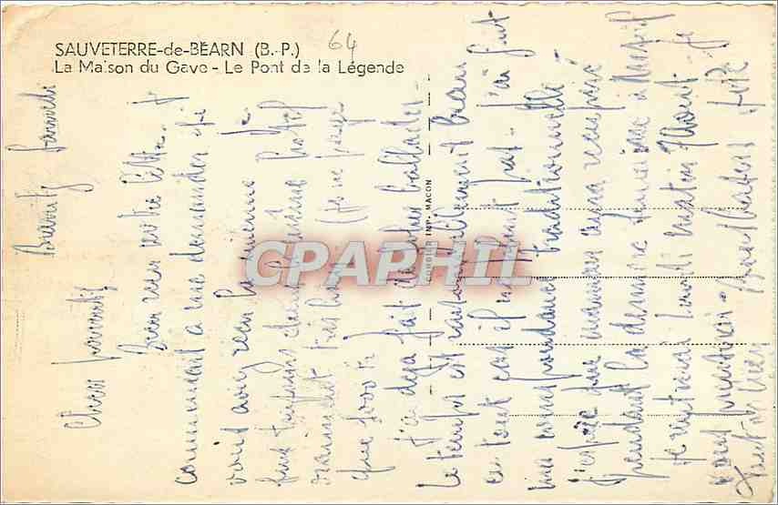 CPM Sauveterre de Bearn BP La Maison du Gave Le Pont de la Legende  — Rückseite