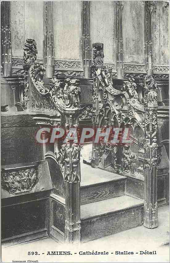 CPA Amiens Cathedrale Stalles Detail 