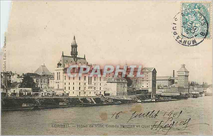 CPA Corbeil Hotel de Ville Grands Moulins 