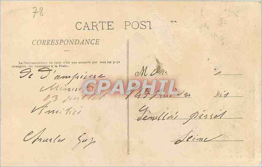 CPA Dampierre S et O Le Chateau  — Rückseite