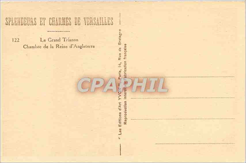 CPA Versailles Le Grand Trianon Chambr de la Reine d'Angleterre  — Verso