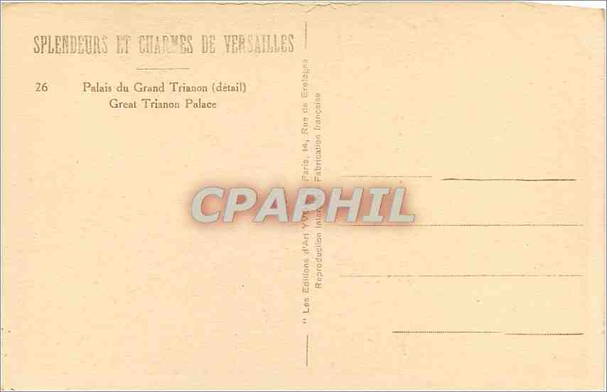 CPA Versailles Palais du Grand Trianon detail  — Verso
