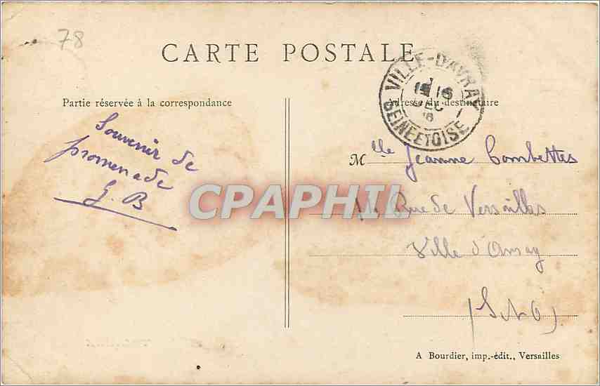 CPA Trianon Versailles — Verso