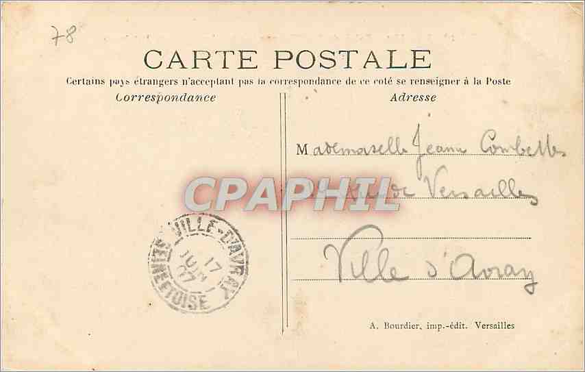 CPA Versailles Palais du Petit Trianon Chambre de Marie Antoinette  — Verso