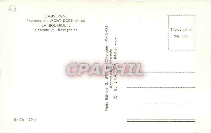 CPA Environs du Mont Dore et de La Bourboule  — Verso