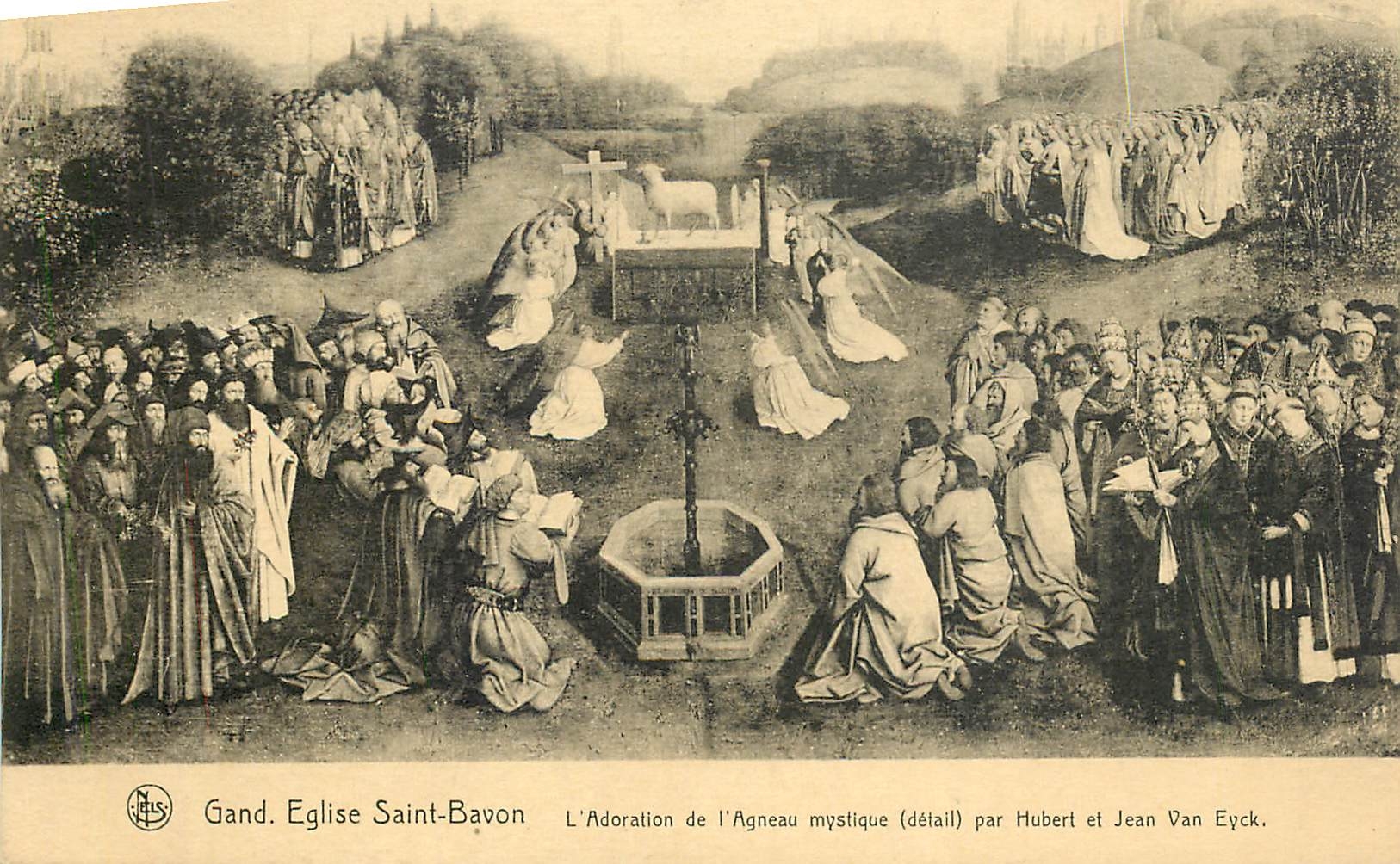 CPA Gand Eglise Saint Bavon L'Adoration de l'Agneau mystique detail par Hubert et Jean Van Eyck 