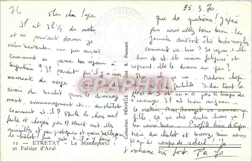 CPA Etretat La Menneporte et Falaise d'Aval  — Rückseite