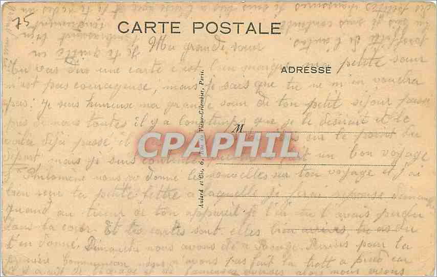 CPA Chapelle de la Maison Mere des Filles de la Charite  — Verso