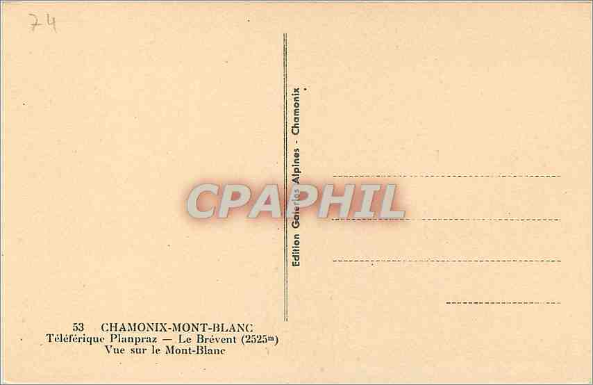 CPA Chamonix Mont Blanc Teleferique Planpraz Le Brevent  — Verso