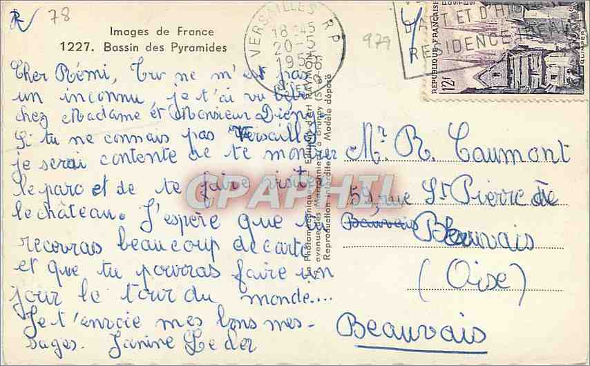 CPA Versailles Bassin de Pyramides  — Verso