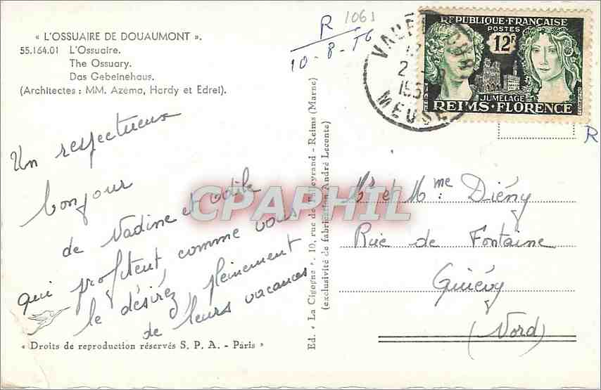 CPM L'Ossuaire de Douaumont L'Ossuaire  — Rückseite