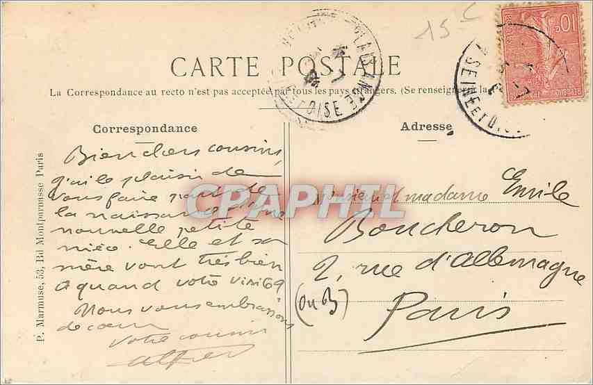 CPA Neuilly Bord de Marne Nogent Joinville — Rückseite