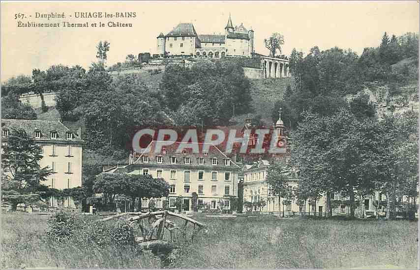 Uriage-les-Bains — Établissement Thermal et le Château — Édition M. Bourcier, Grenoble