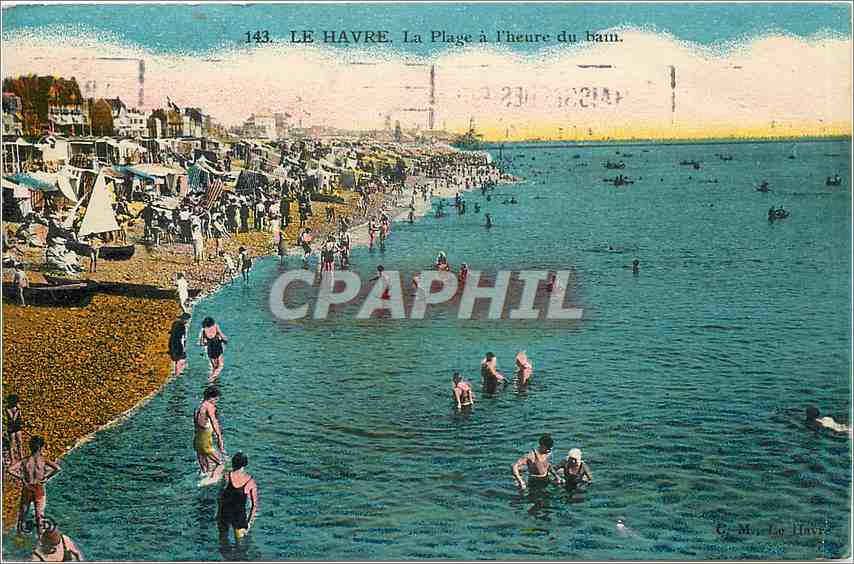 CPA Le Havre La Plage a l'heure du bain 