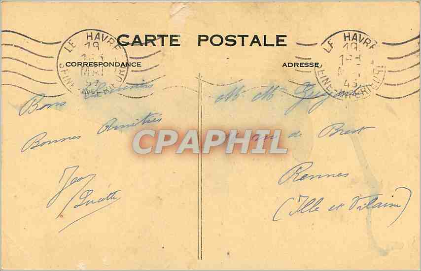 CPA Le Havre Place Gambetta Bassin du Commerce Bateaux — Rückseite