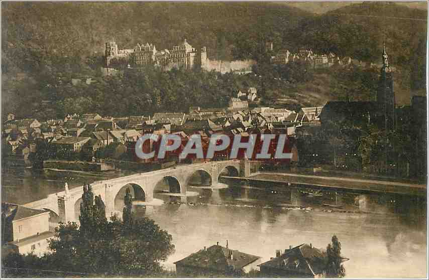 CPA Heidelberg vom Philosophenweg geselien bei Mondschein 