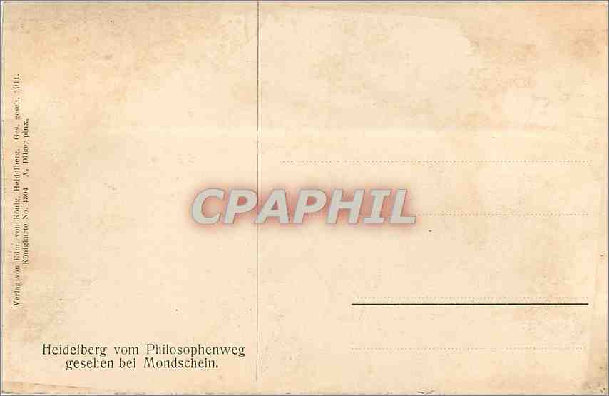 CPA Heidelberg vom Philosophenweg geselien bei Mondschein  — Rückseite