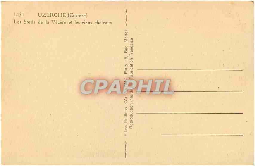 CPA Uzerche Correze Les bords de la Vezere et les vieux chateaux  — Rückseite