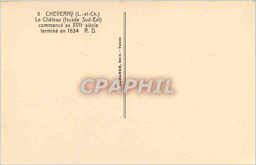 CPA Cheverny L et Ch Le Chateau facade Sud Est  — Rückseite