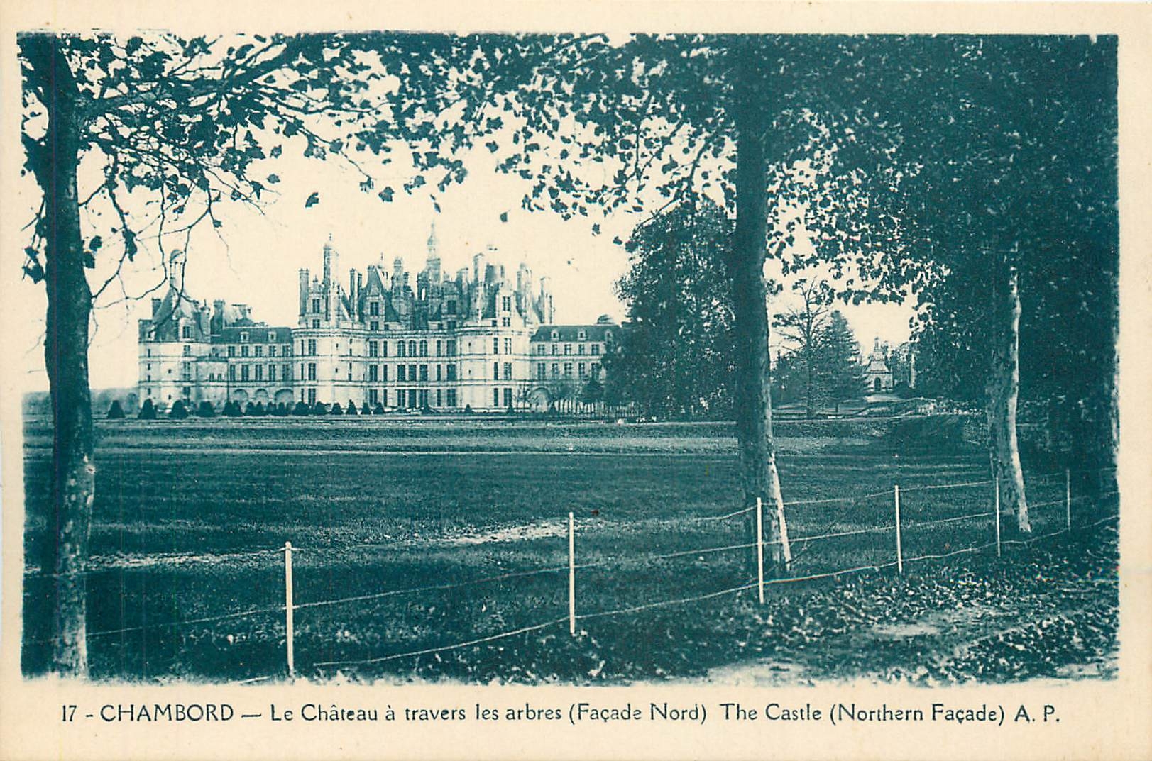 Chambord — Le Château à travers les arbres (Façade Nord) — A.P. n°17