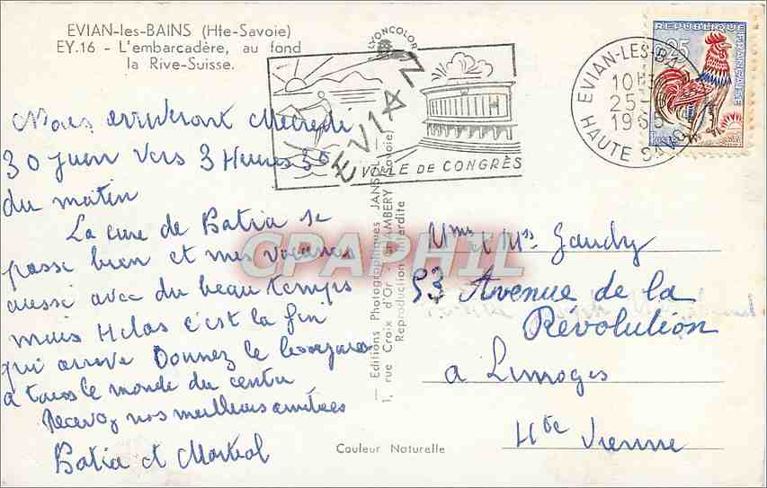 Évian-les-Bains — view of the dock with steamboat — Éditions Photographe Jambery — Back