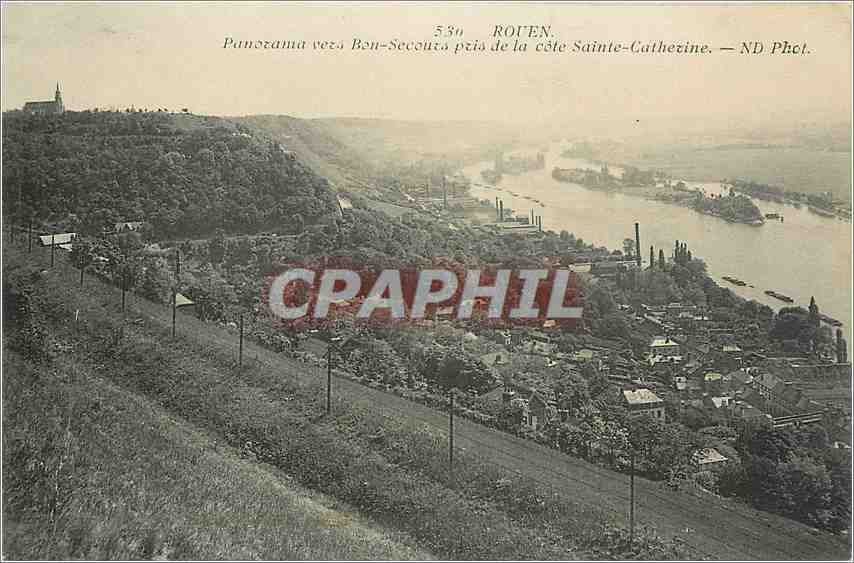 CPA Rouen panorama vers Bon Secours pris de la cote Sainte Catherine 
