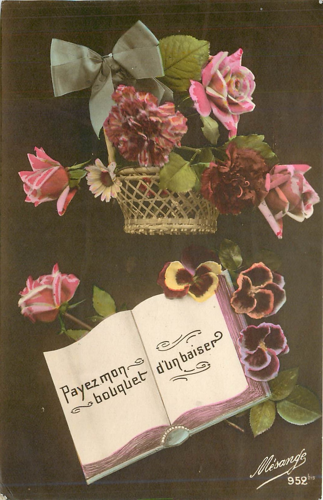 CPA Payer mon bouquet d'un baiser Fleurs