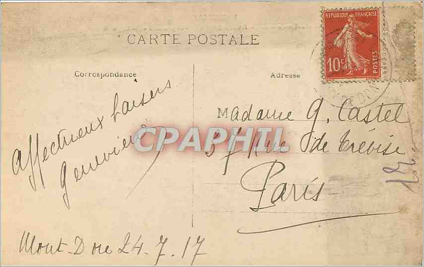 CPA L'Auvergne Puy de Dome Mont Dore vue generale et le Capucin  — Verso
