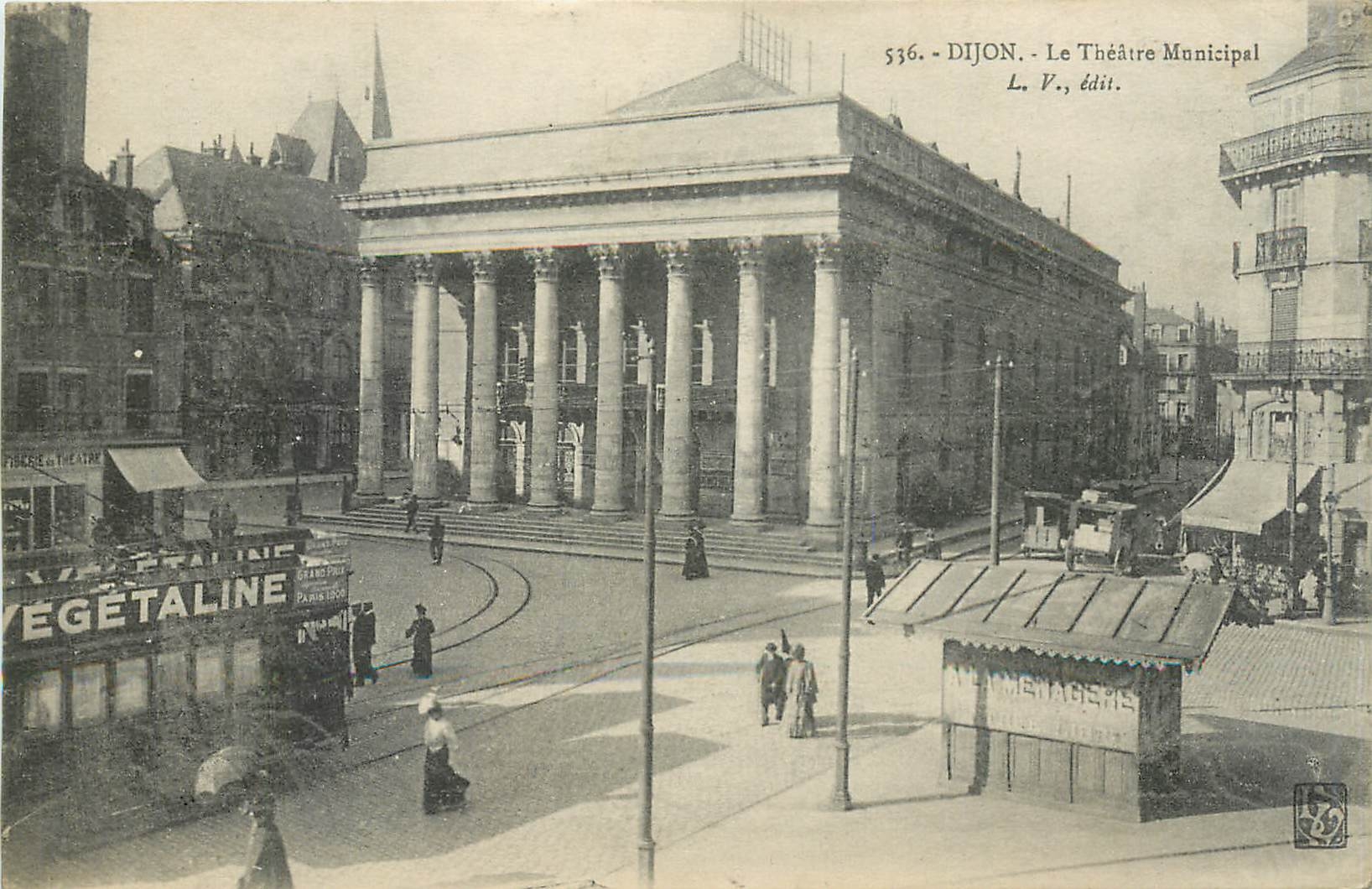 CPA Dijon le theatre municipal Tramway Vegetaline