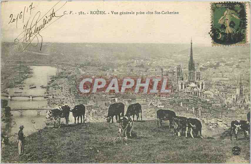 CPA Rouen vue generale prise cote Ste Catherine Vaches